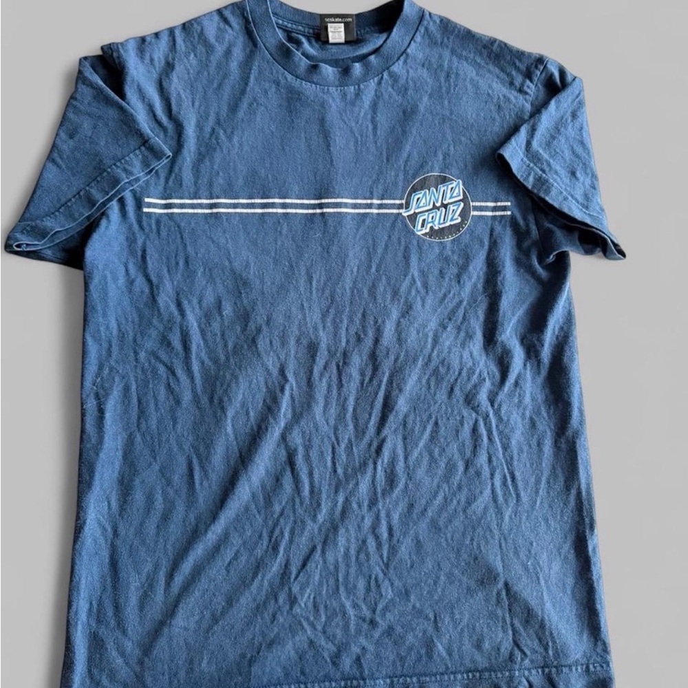Santa Cruz Skateboards Navy Tee with White Stripes